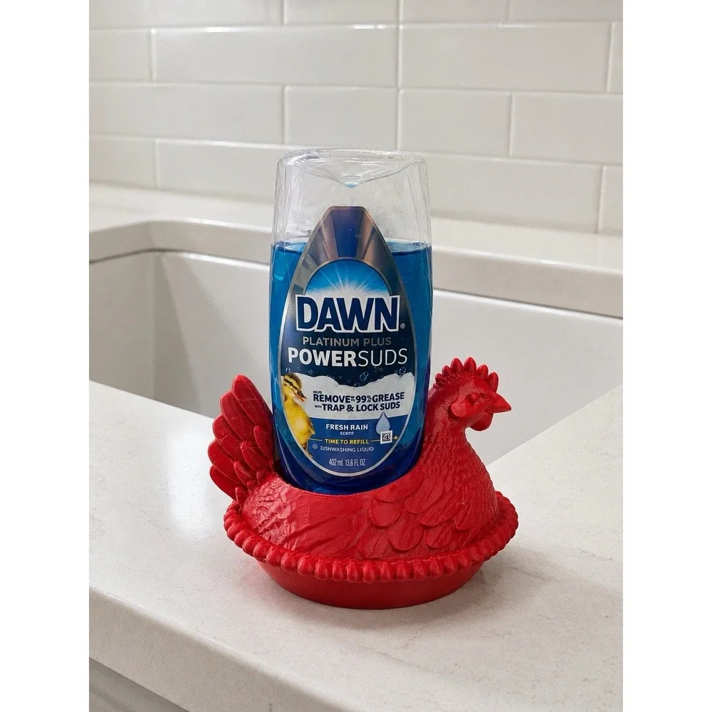 Hen On Nest Dawn Dish Soap Holder Caddy 3D Print Red Kitchen Country Cottage